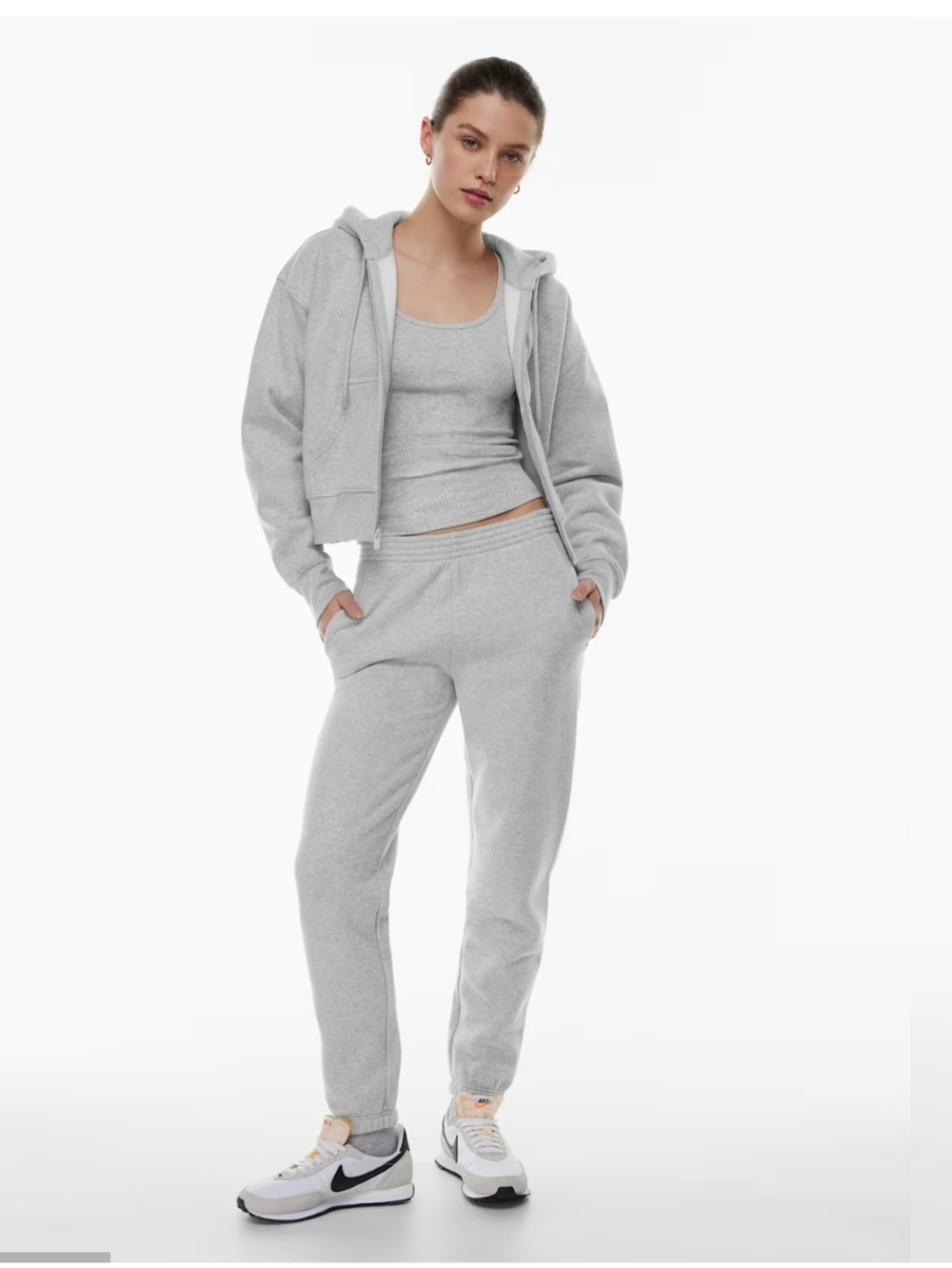 Aritzia Cozy Fleece New Perfect Sweatpants In Heather Chrome